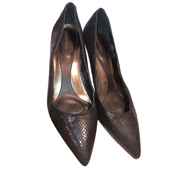 Calvin Klein Women's Nicki Classic Python Print kitten heels, Black size 9.5 - Picture 3 of 5